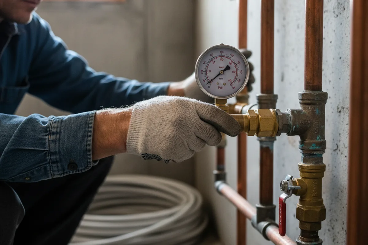 Pressure testing a repaired line during Water Line Repair in Saint Clair